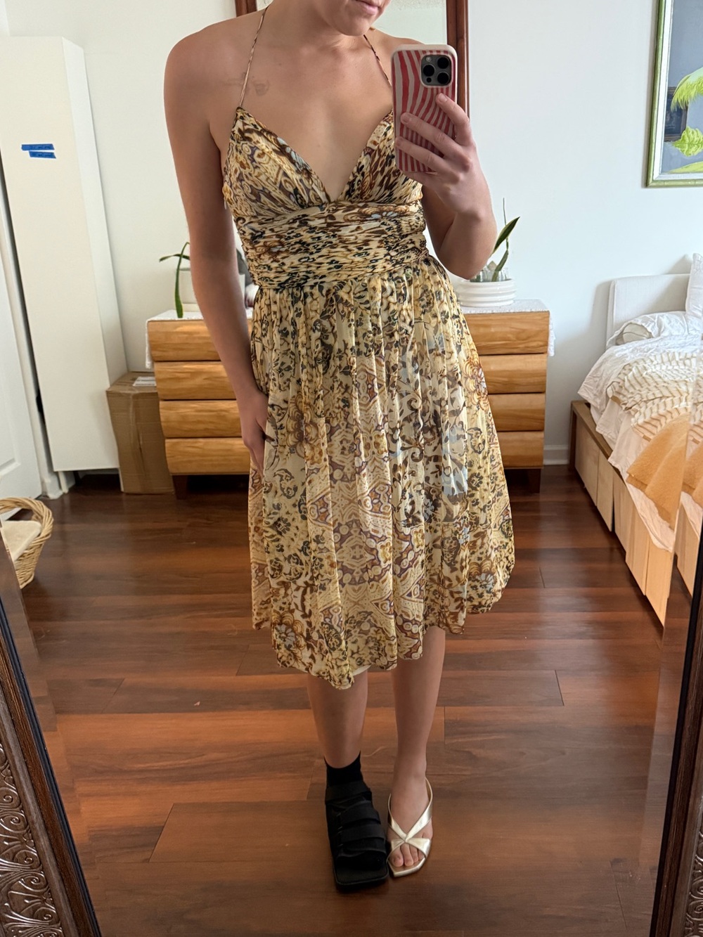 Morrell Maxie Yellow Floral Halter Mini Dress